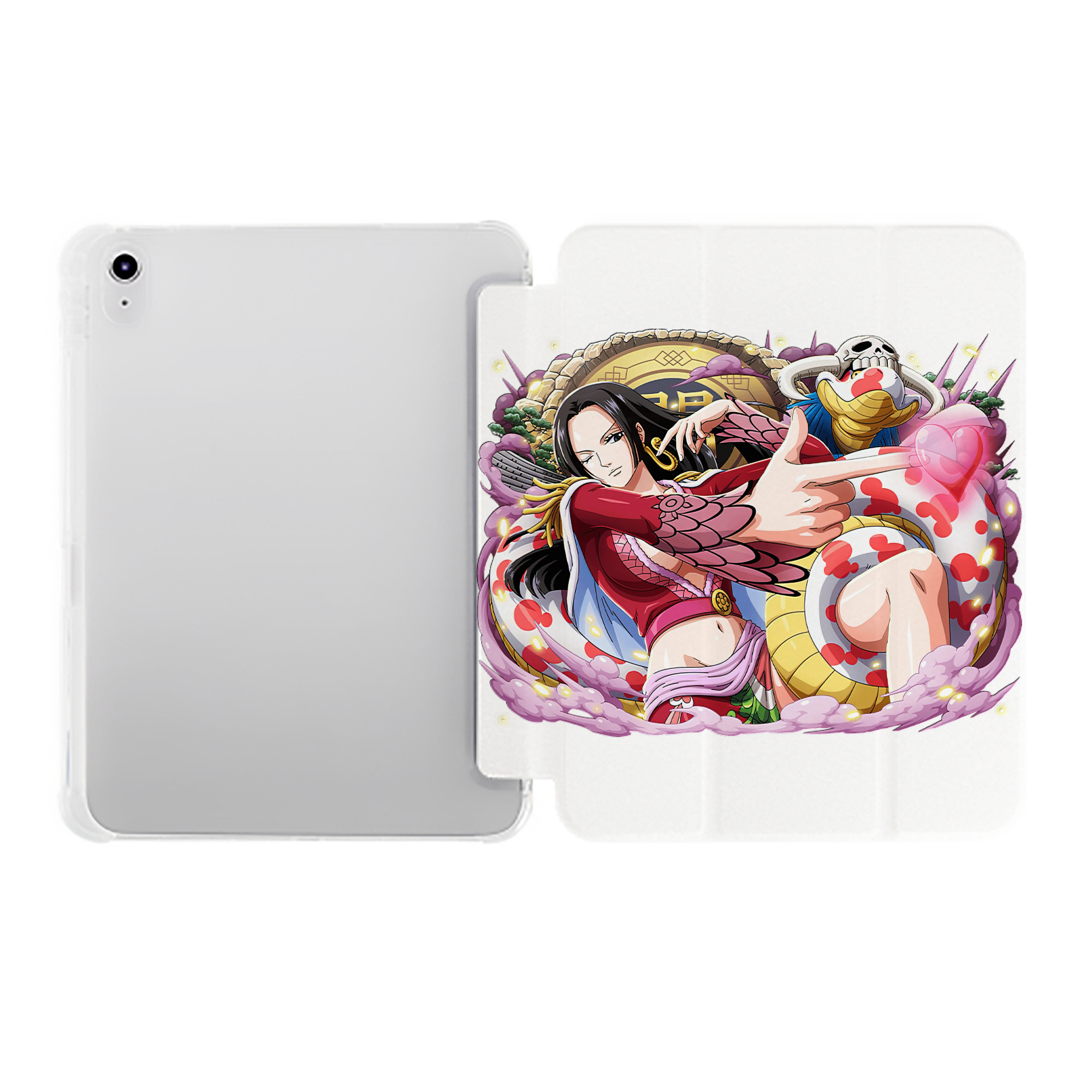 （画像用） ワンピース ボア・ハンコック ONE PIECE Boa·Hancock IPad ケース ペン収納付き 三つ折りスタンド PUレザー×シリコン 対応機種9.5/10.5/10.9インチ
